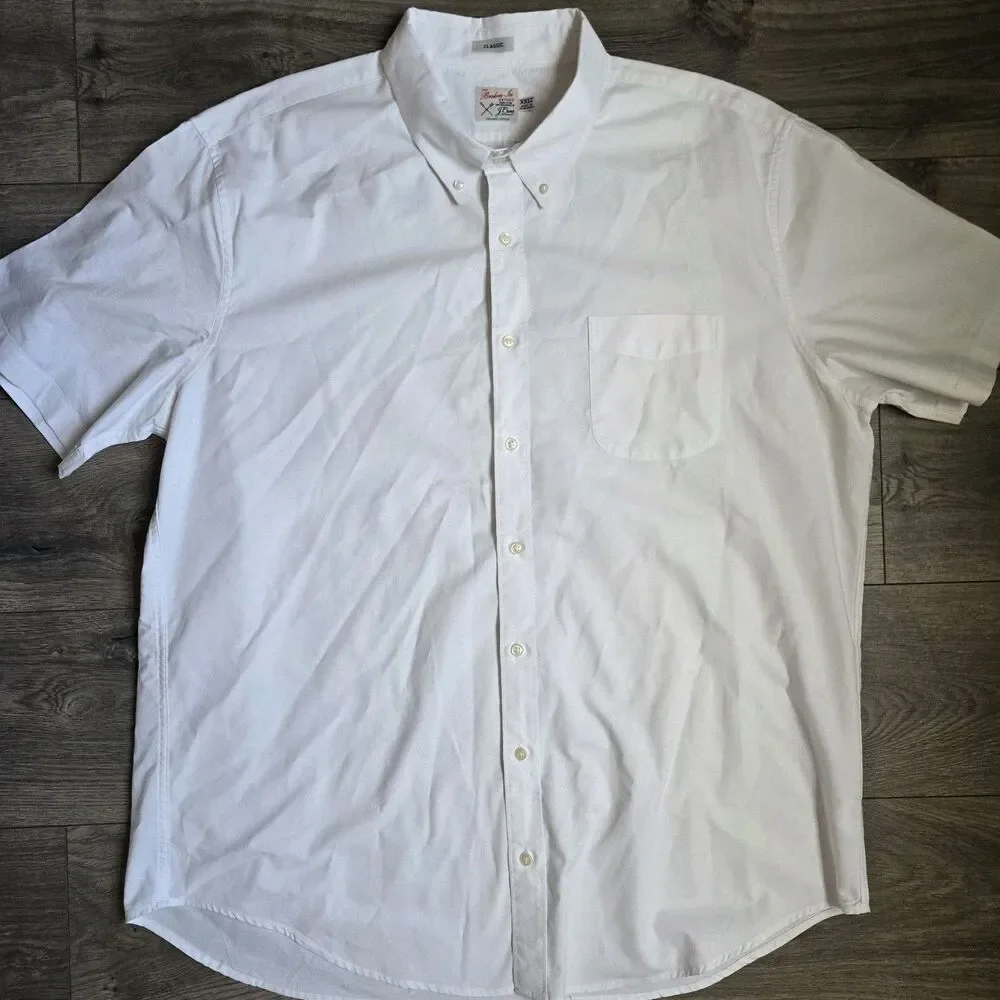 J Crew Broken In Oxford Shirt Mens XXLT XXL Tall White SS Organic Cotton